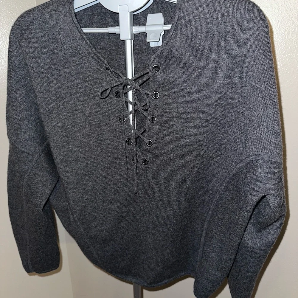 Vince Wool & Cashmere Lace-Up Sweater | Luxury Knit - Picture 3 of 8